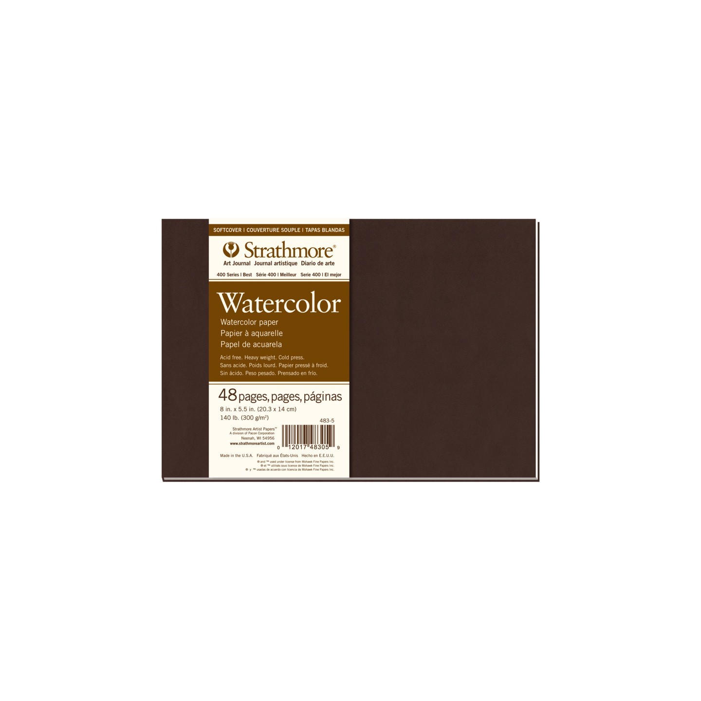 Strathmore 400 Series Art Journal Watercolor Paper, Soft Cover Binding, 48 Page/24 Sheet, 8x5.5 inch, 1 Count