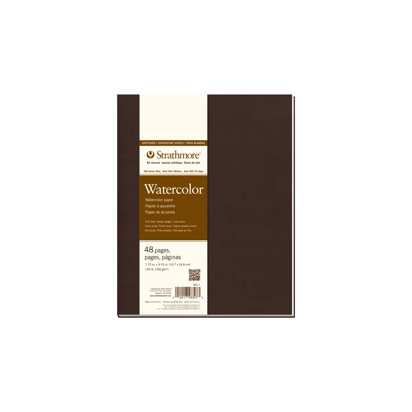 Strathmore 400 Series Art Journal Watercolor Paper, Soft Cover Binding, 48 Page/24 Sheet, 7.75x9.75 inch, 1 Count