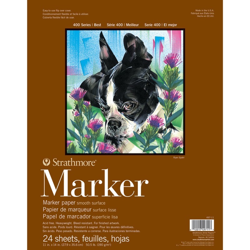 Strathmore 400 Series Marker Pad, Glue Binding, 24 Sheet, 11x14 inch, 1 Count