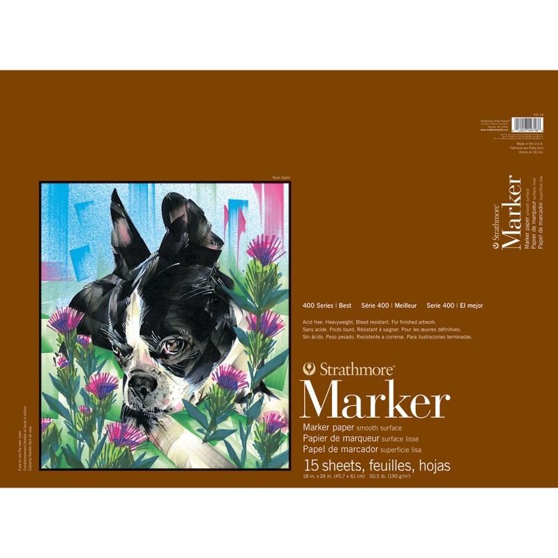 Strathmore 400 Series Marker Pad, Glue Binding, 15 Sheet, 18x24 inch, 1 Count