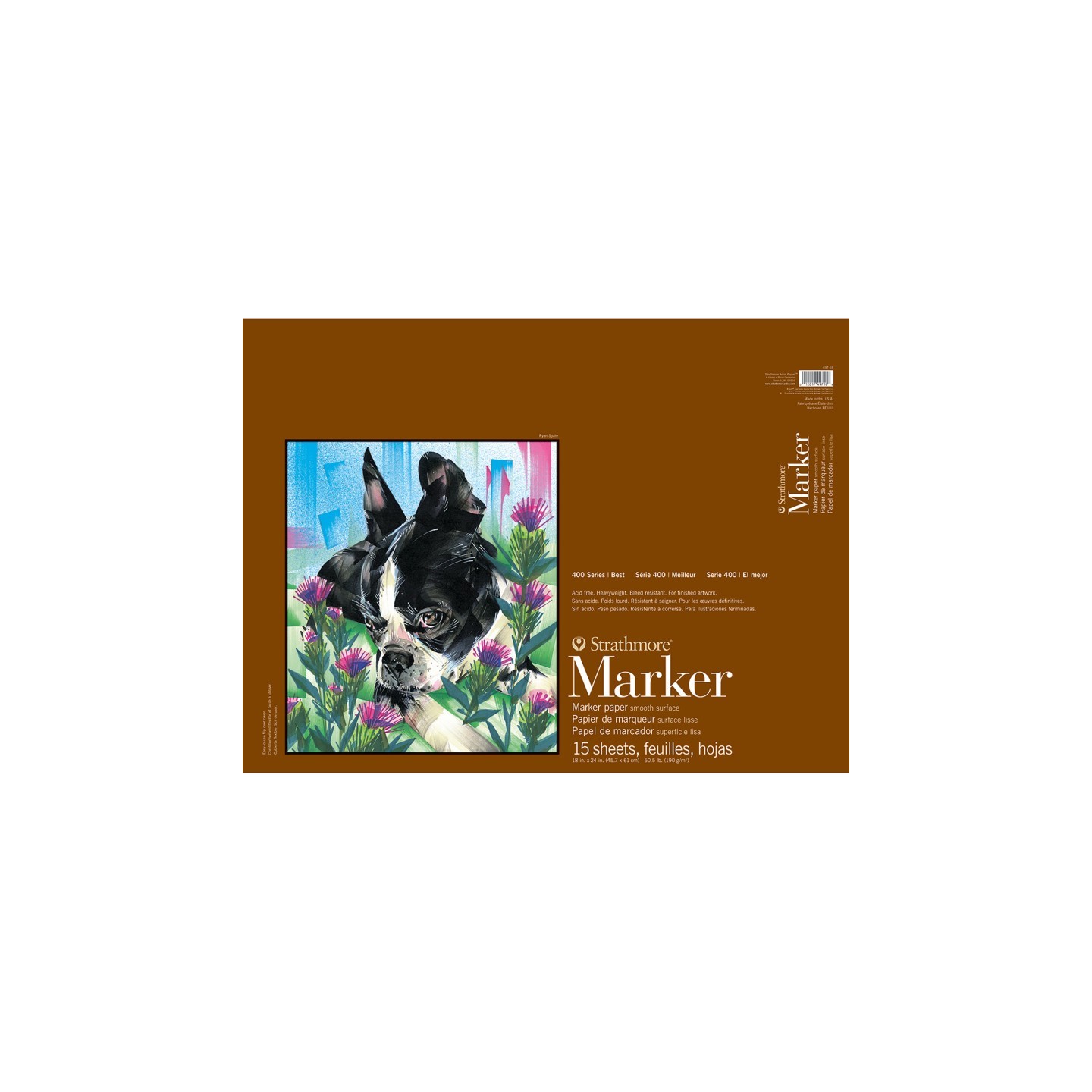 Strathmore 400 Series Marker Pad, Glue Binding, 15 Sheet, 18x24 inch, 1 Count