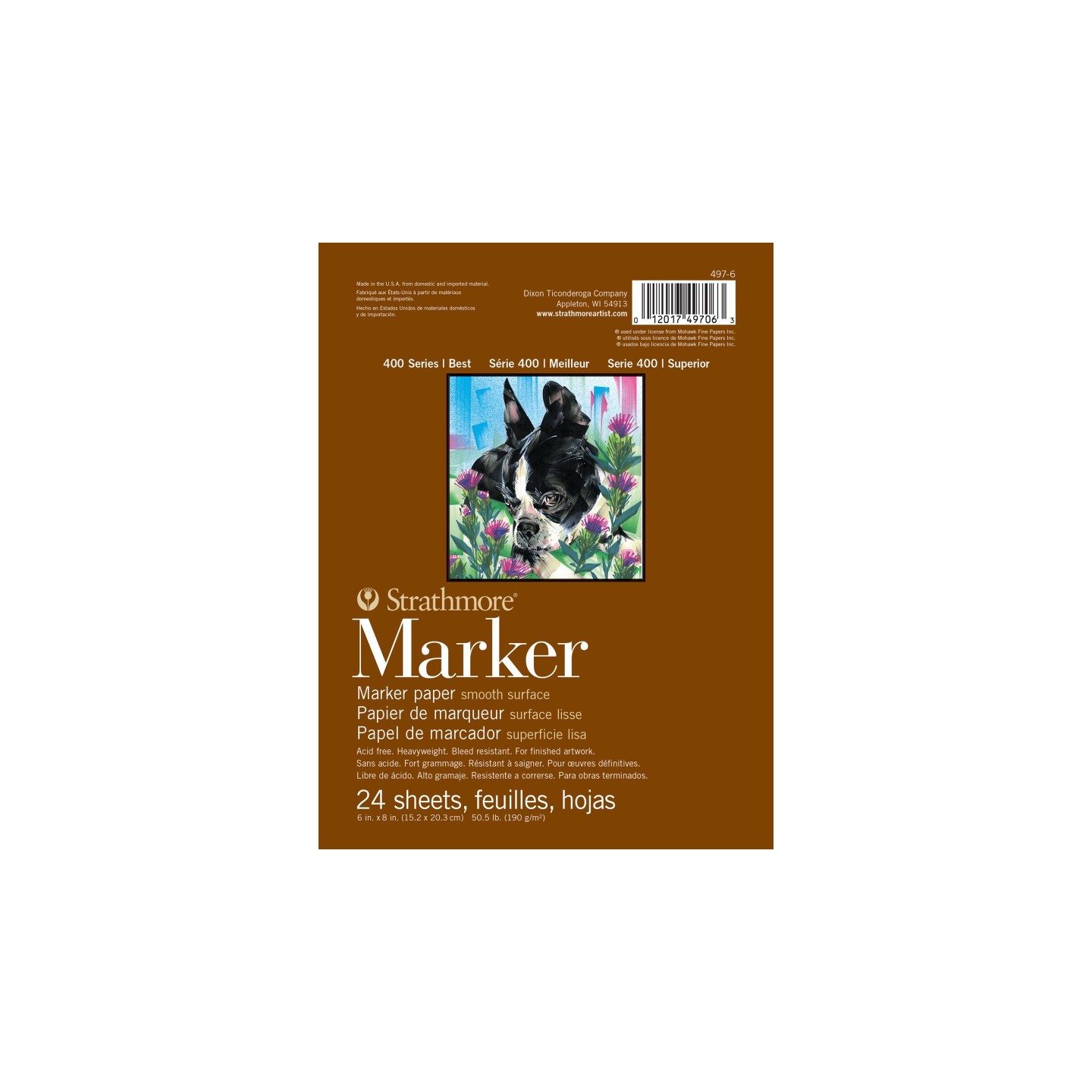 Strathmore 400 Series Marker Pad, Glue Binding, 24 Sheet, 6x8 inch, 1 Count