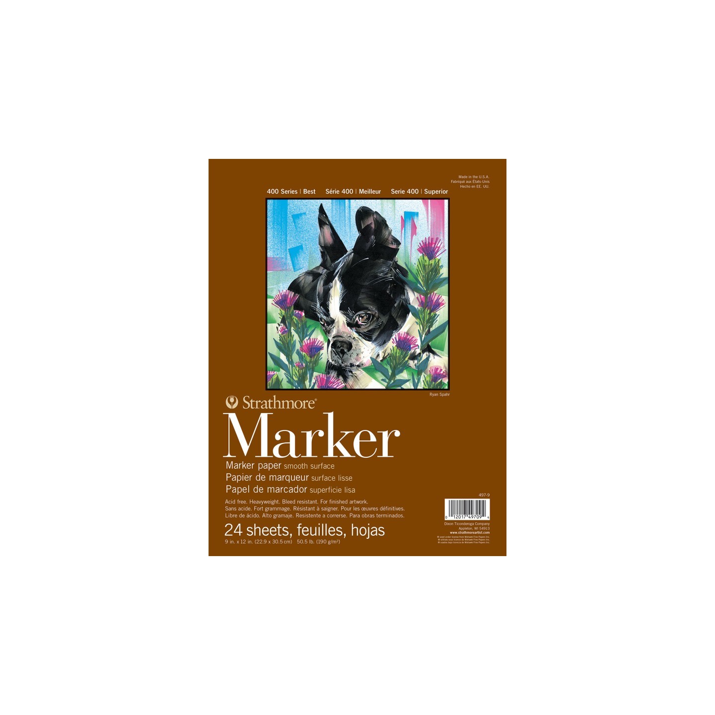 Strathmore 400 Series Marker Pad, Glue Binding, 24 Sheet, 9x12 inch, 1 Count
