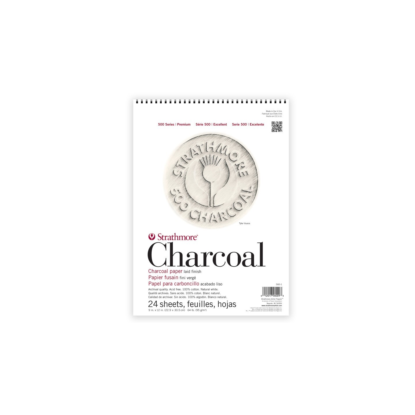 Strathmore 500 Series Charcoal Paper Pad, 24 Sheet, 9x12 inch, 1 Count