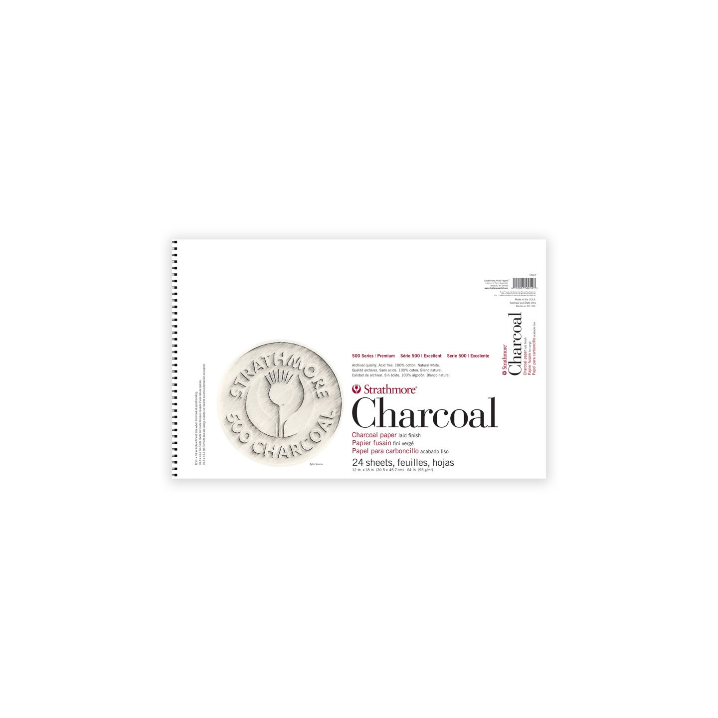 Strathmore 500 Series Charcoal Paper Pad, 24 Sheet, 12x18 inch, 1 Count