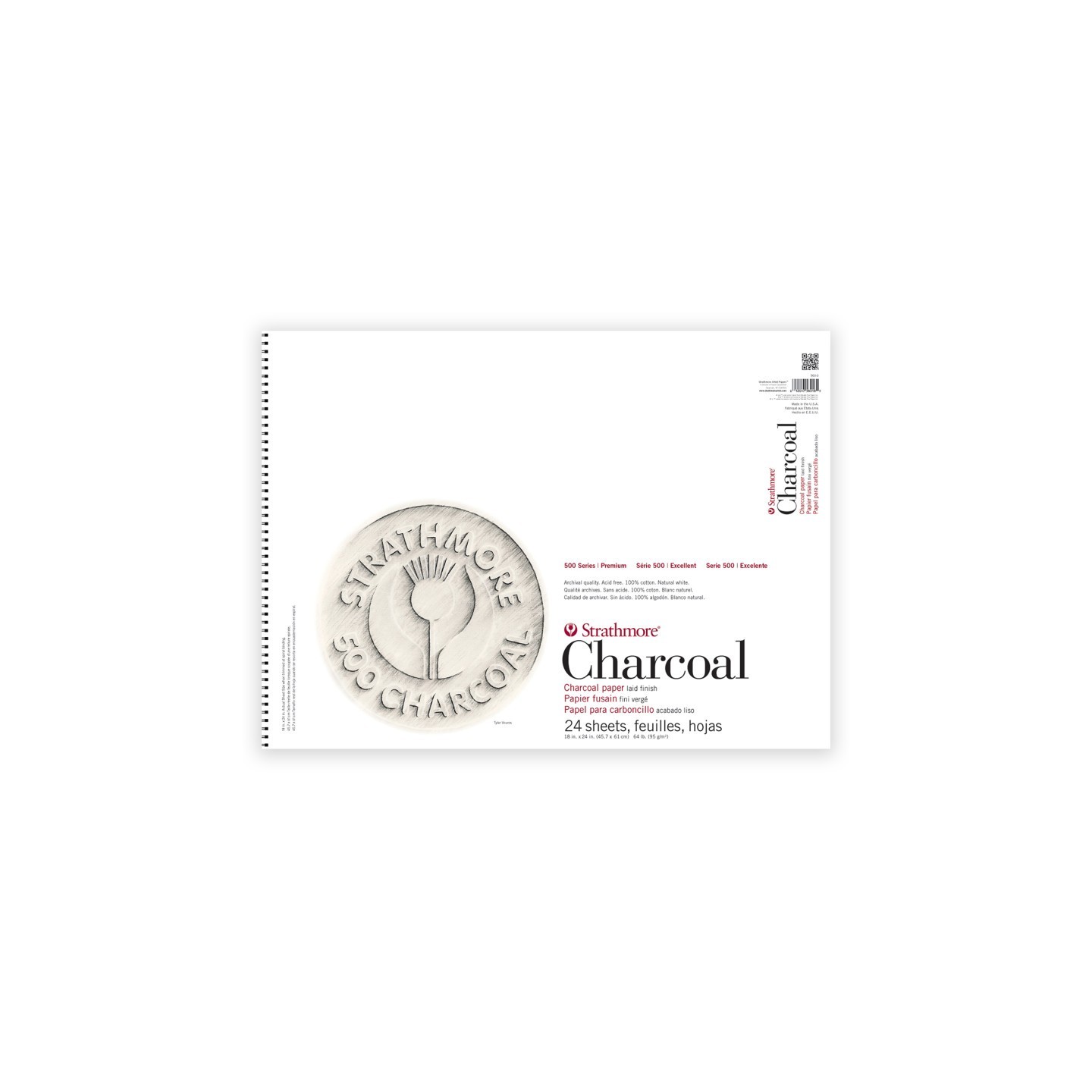 Strathmore 500 Series Charcoal Paper Pad, 24 Sheet, 18x24 inch, 1 Count
