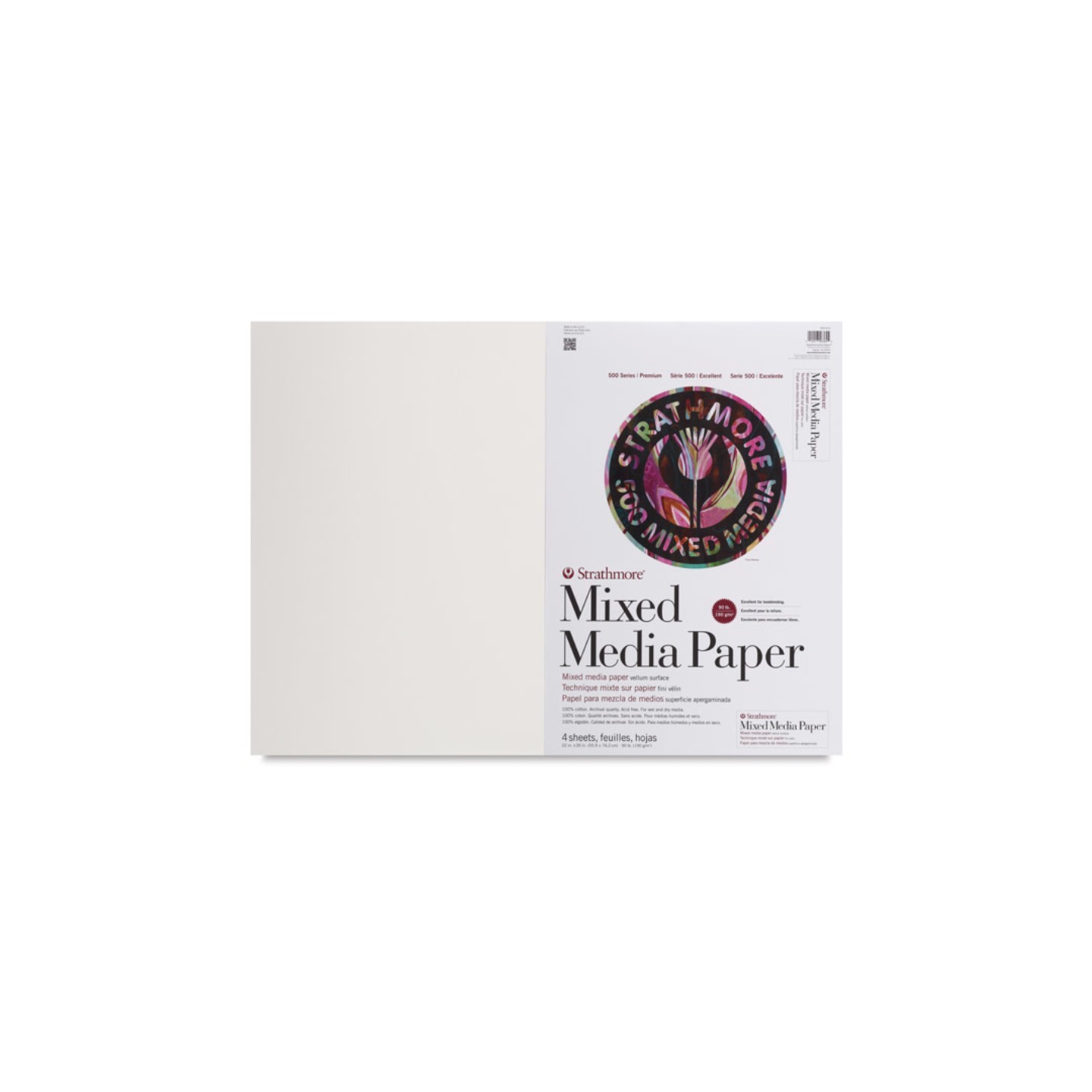 Strathmore 500 Series Mixed Media Paper Pack, 22" x 30", 4 Sheets