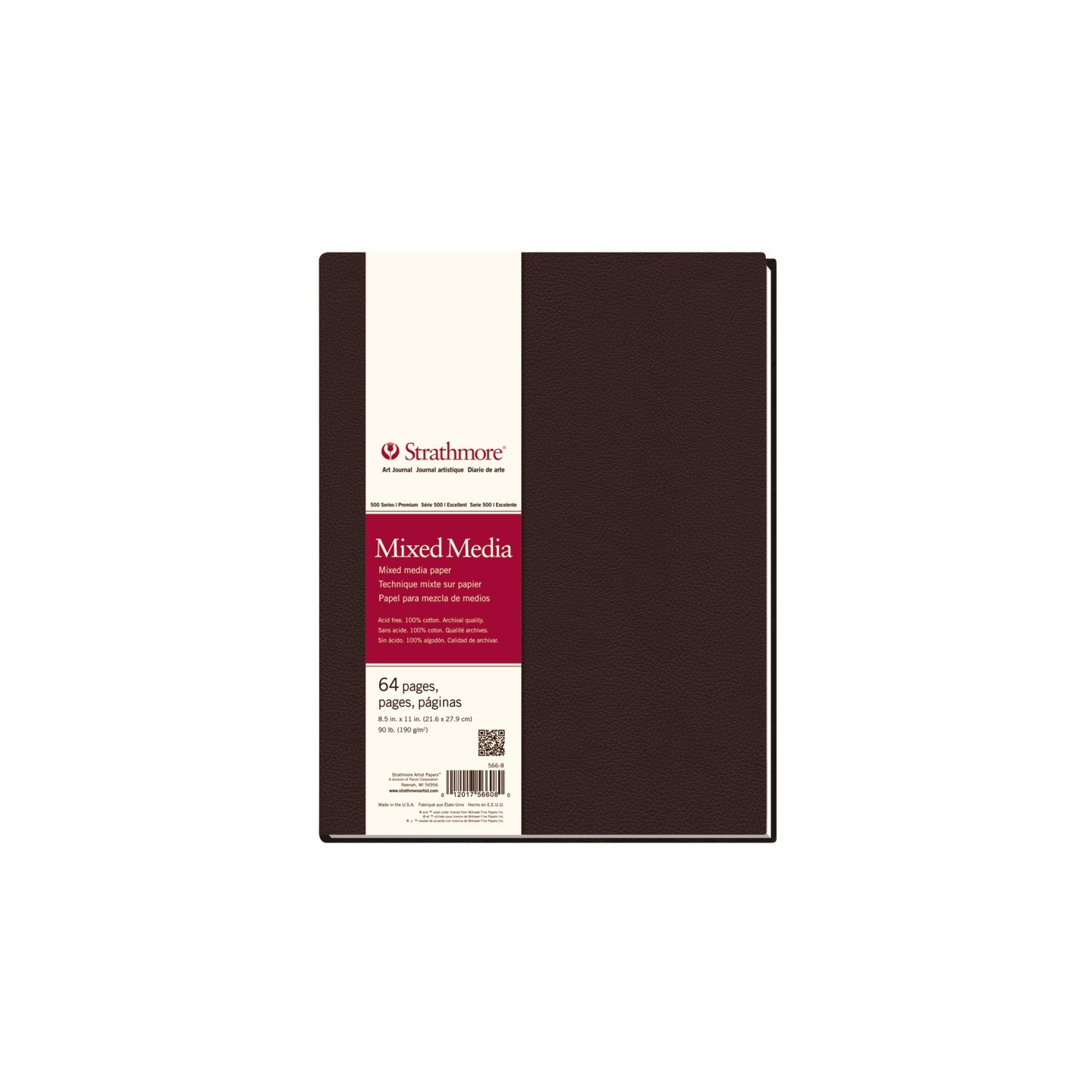 Strathmore 500 Series Art Journal Mixed Media Paper, Hardbound Binding, 64 Sheet, 8.5x11 inch, 1 Count