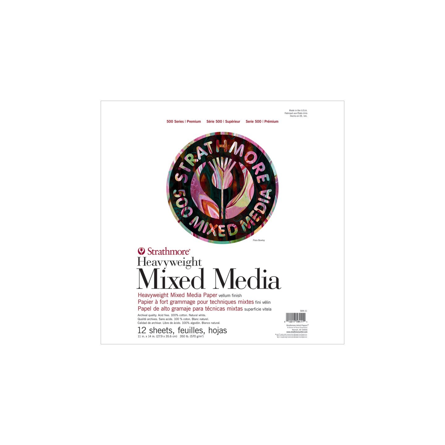 Strathmore 500 Series Mixed Media Pad, 12 Sheet, 11x14 inch, 1 Count
