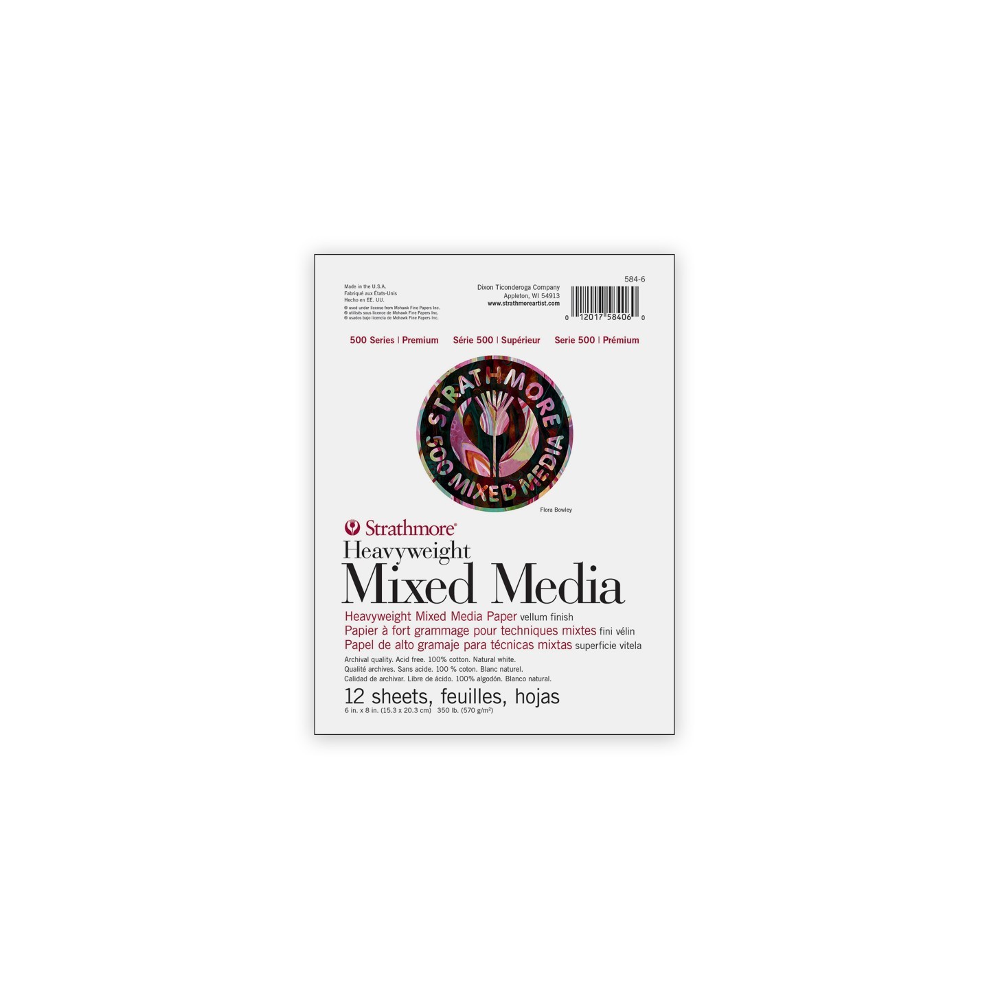 Strathmore 500 Series Mixed Media Pad, 12 Sheet, 6x8 inch, 1 Count