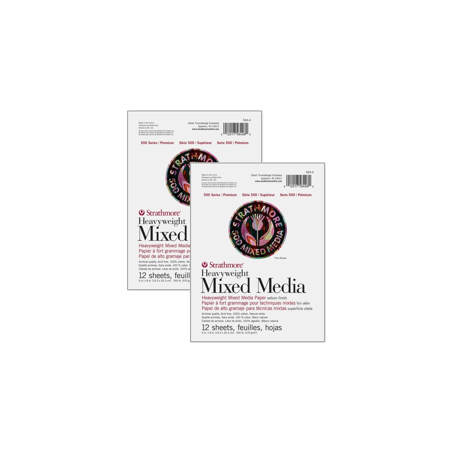 Strathmore 500 Series Mixed Media Pad, 12 Sheet, 6x8 inch, Pack of 2