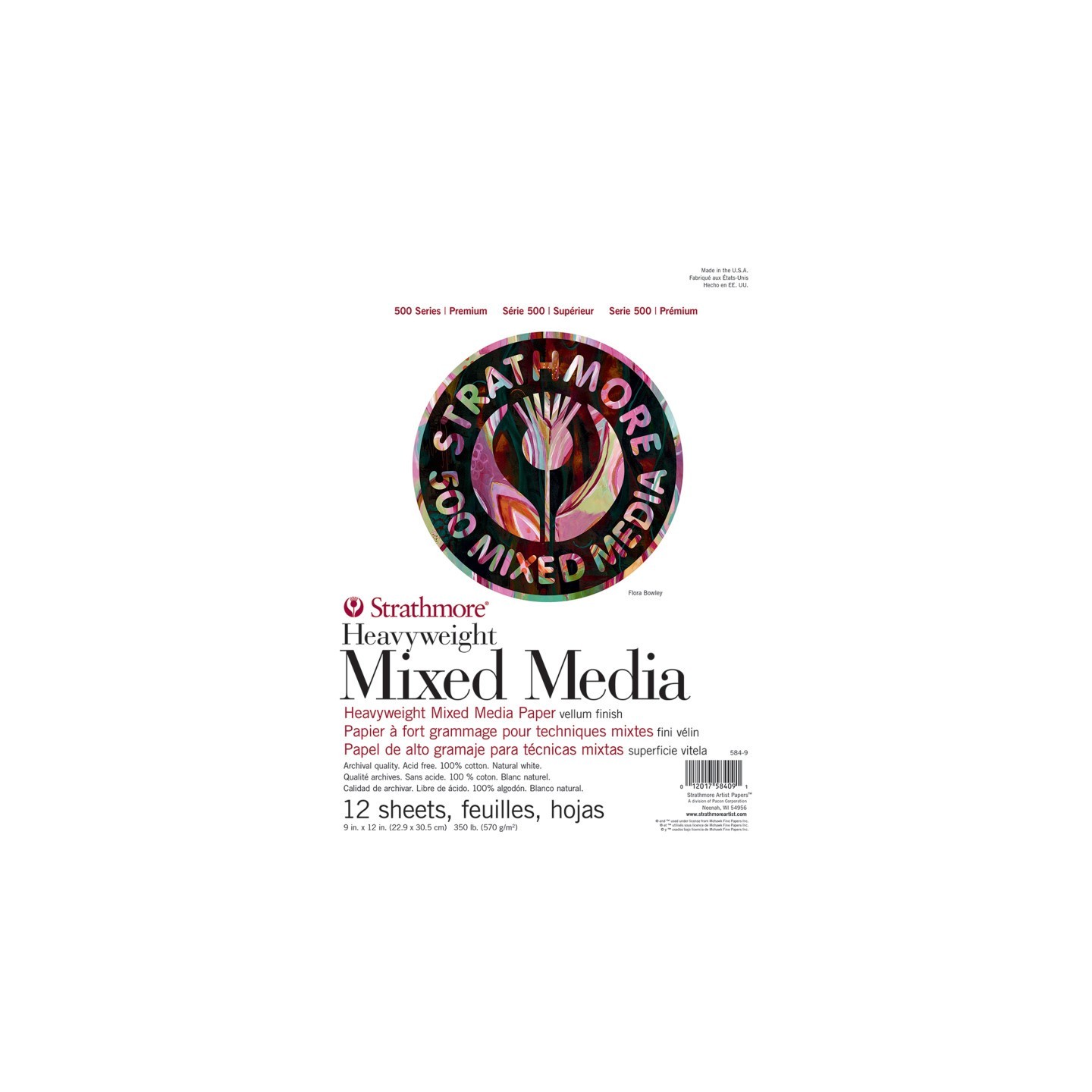 Strathmore 500 Series Mixed Media Pad, 12 Sheet, 9x12 inch, 1 Count
