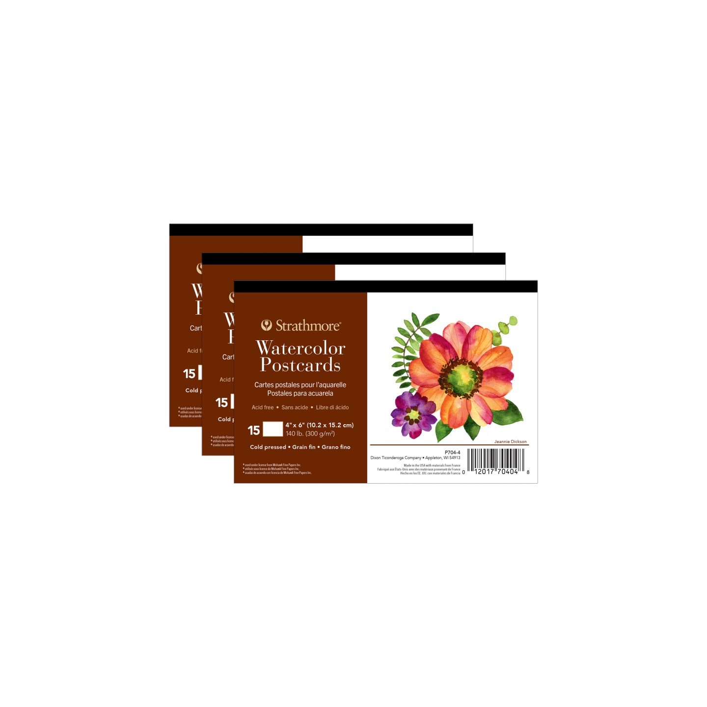 Strathmore 400 Series Watercolor Paper Postcards, 4x6 inch, 15 Per Pack, 3 Packs