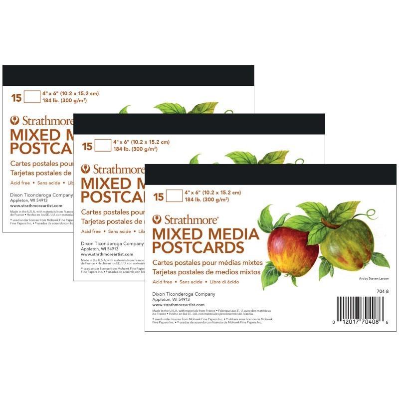Strathmore 400 Series Mixed Media Postcards, 4x6 inch, 15 Per Pack, 3 Packs