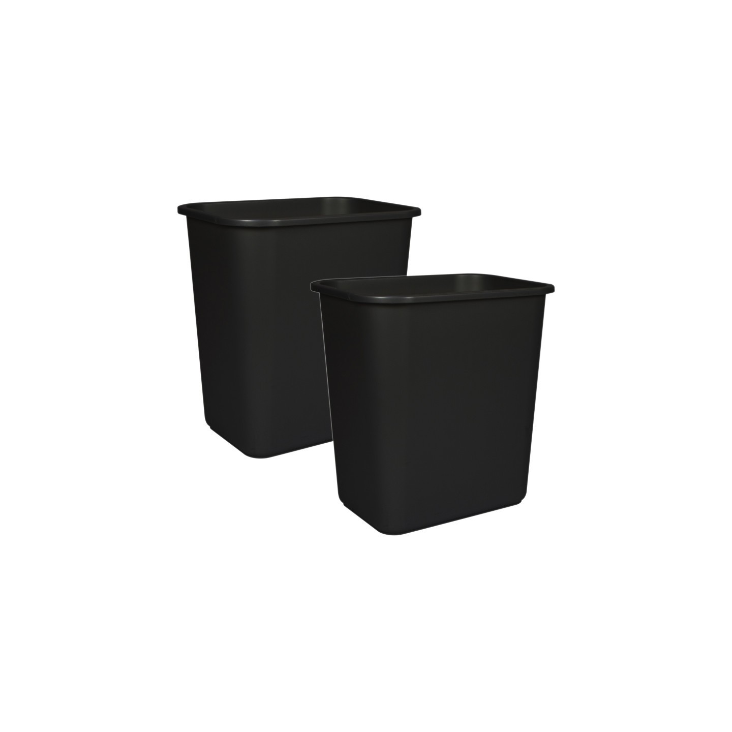 Storex 7 Gallon Waste Basket, Black, Pack of 2