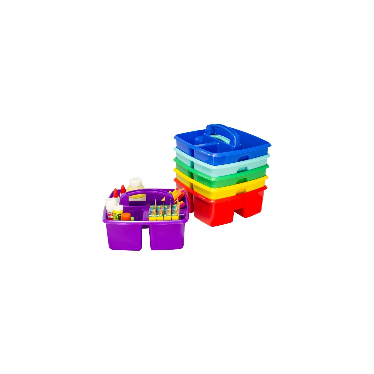Storex Small Caddy Assorted Colors, Set of 6