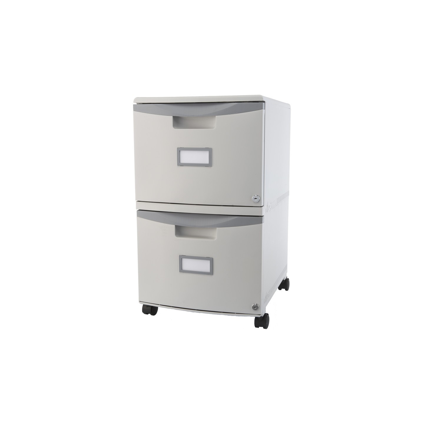 Storex 2 Drawer Mobile File Cabinet with Lock, Gray