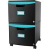 Storex 2 Drawer Mobile File Cabinet with Lock, Black & Teal