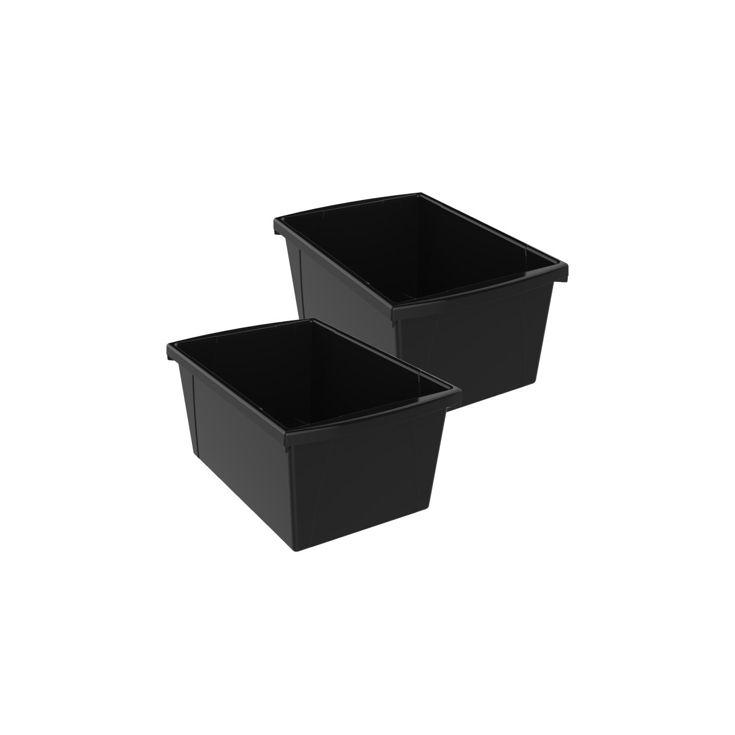 Storex Medium Classroom Storage Bin, Black, Pack of 2