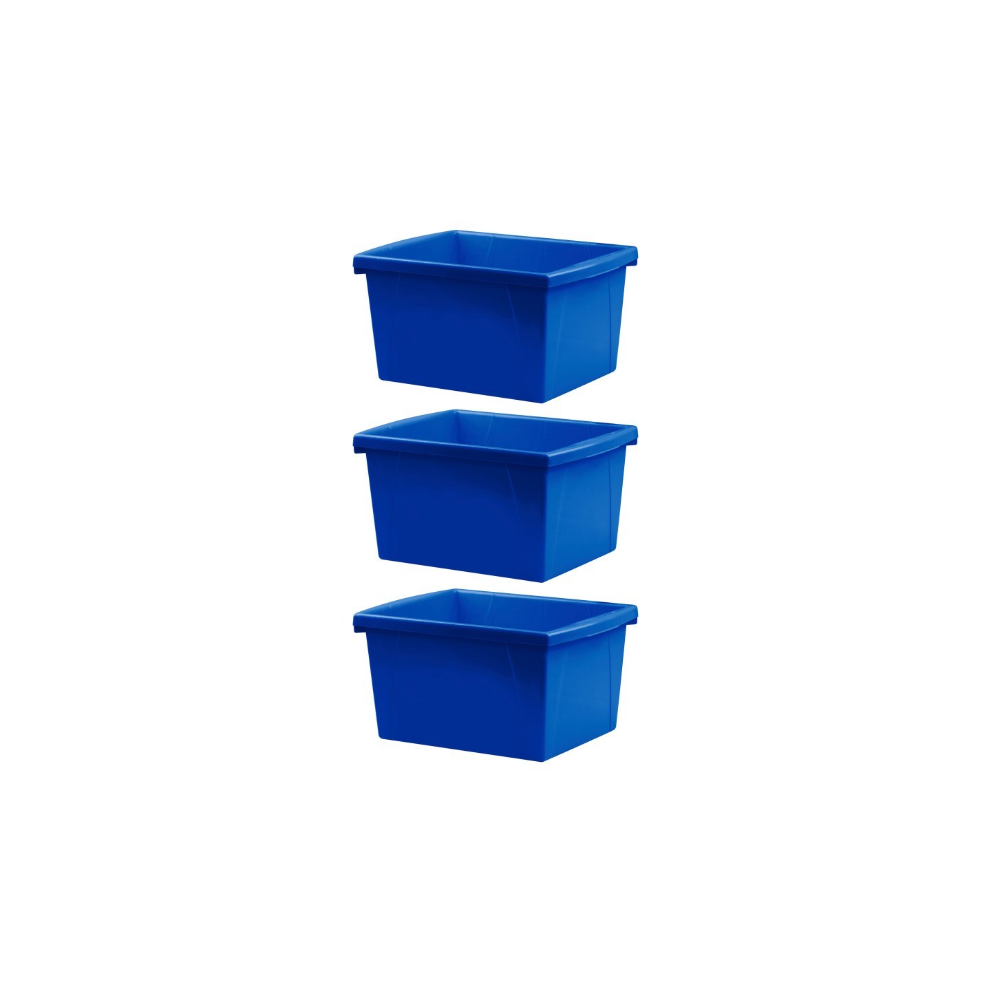 Storex 4 Gallon Classroom Storage Bin, Blue, Pack of 3