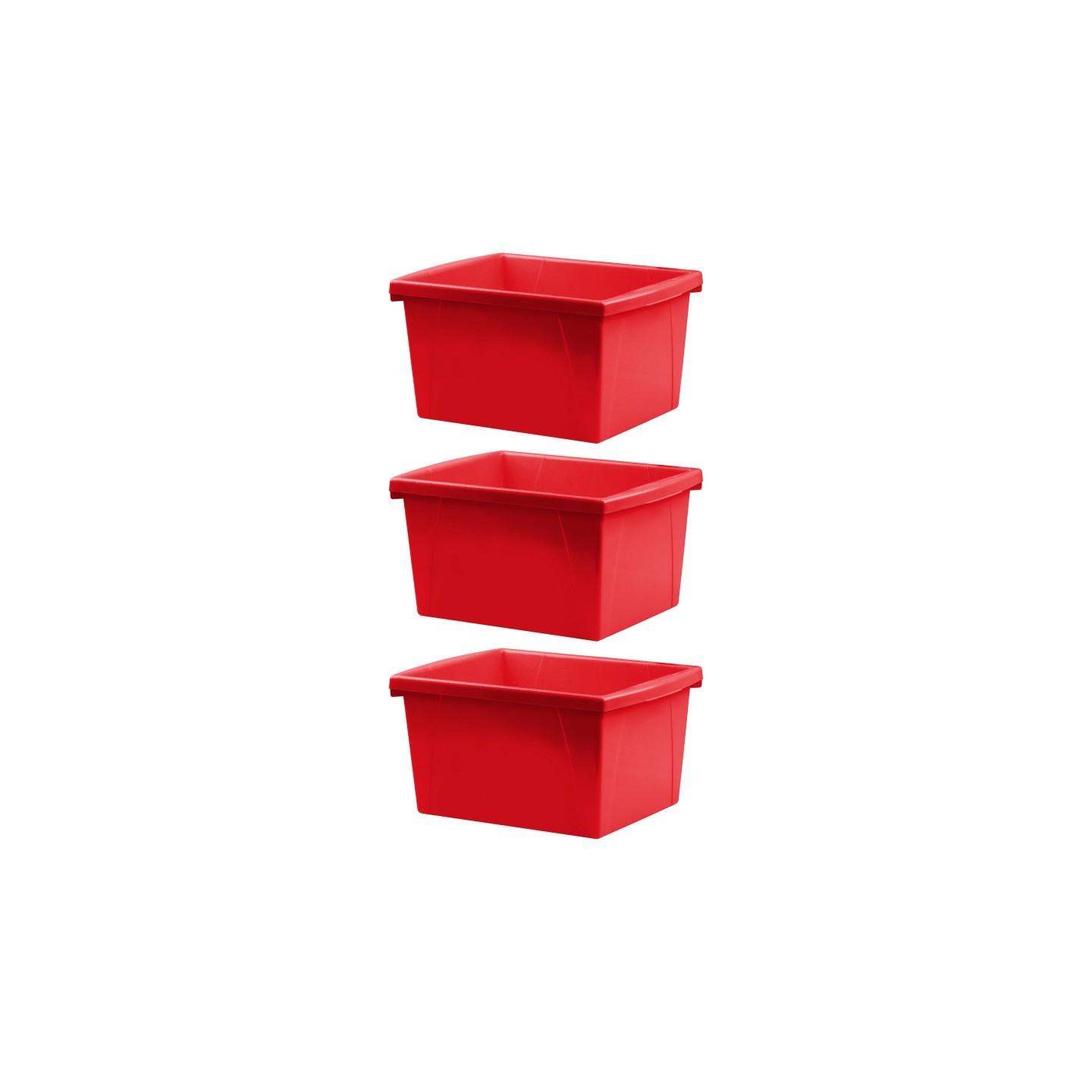 Storex 4 Gallon Classroom Storage Bin, Red, Pack of 3
