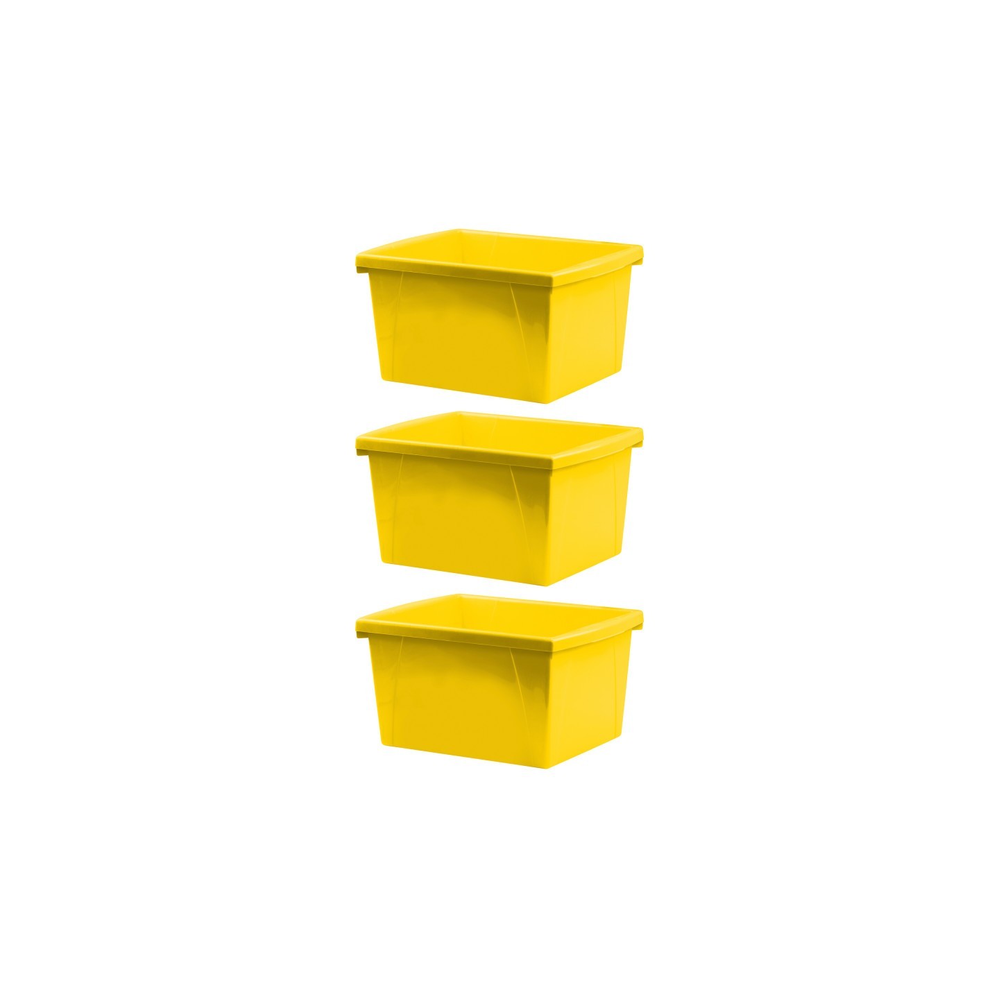 Storex 4 Gallon Classroom Storage Bin, Yellow, Pack of 3