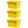 Storex 4 Gallon Classroom Storage Bin, Yellow, Pack of 3