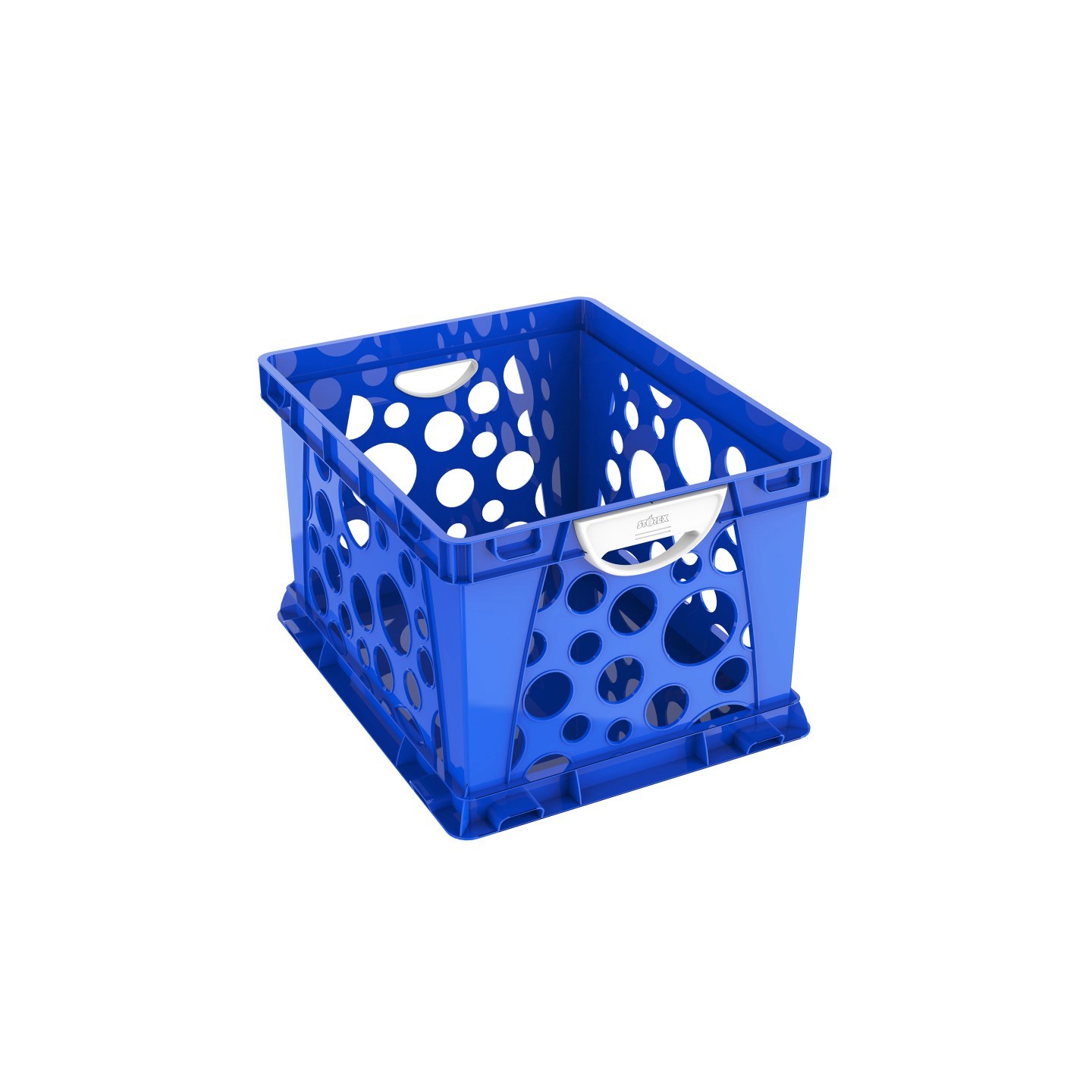Storex Premium File Crate with Handles, Classroom Blue