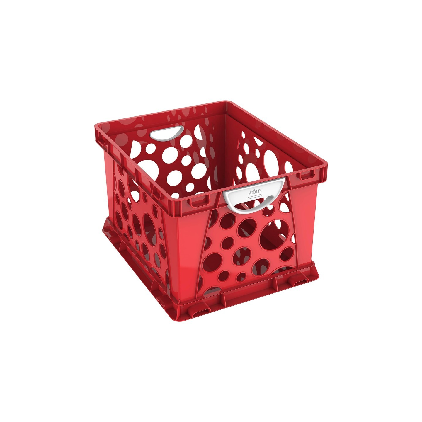 Storex Premium File Crate with Handles, Classroom Red