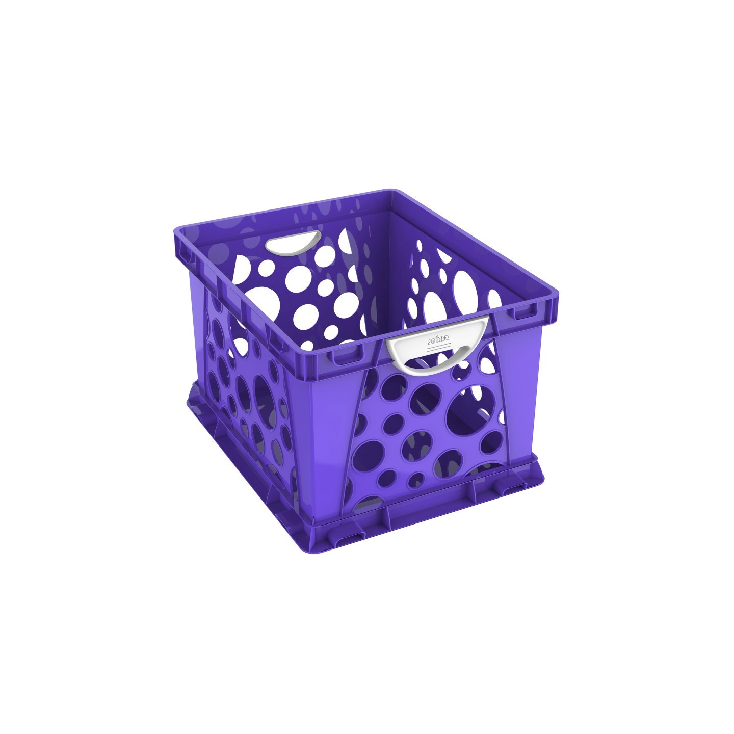 Storex Premium File Crate with Handles, Classroom Purple