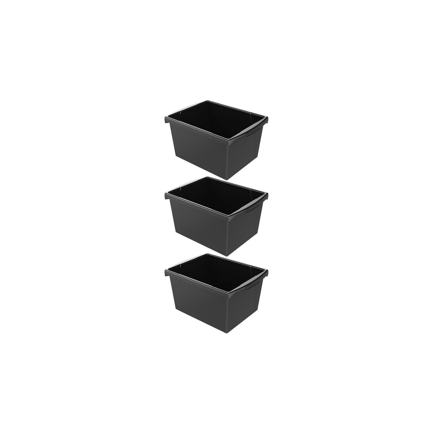 Storex 4 Gallon Classroom Storage Bin, Black, Pack of 3