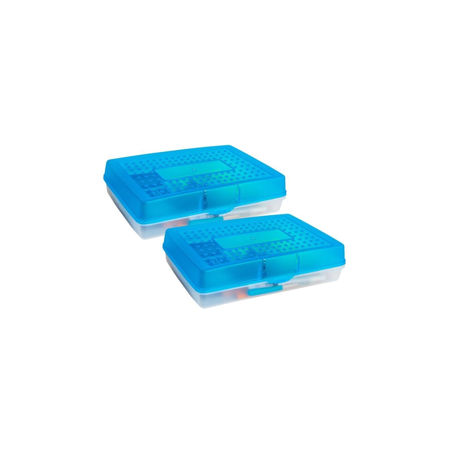 Storex Large Pencil Box, Blue, Pack of 2