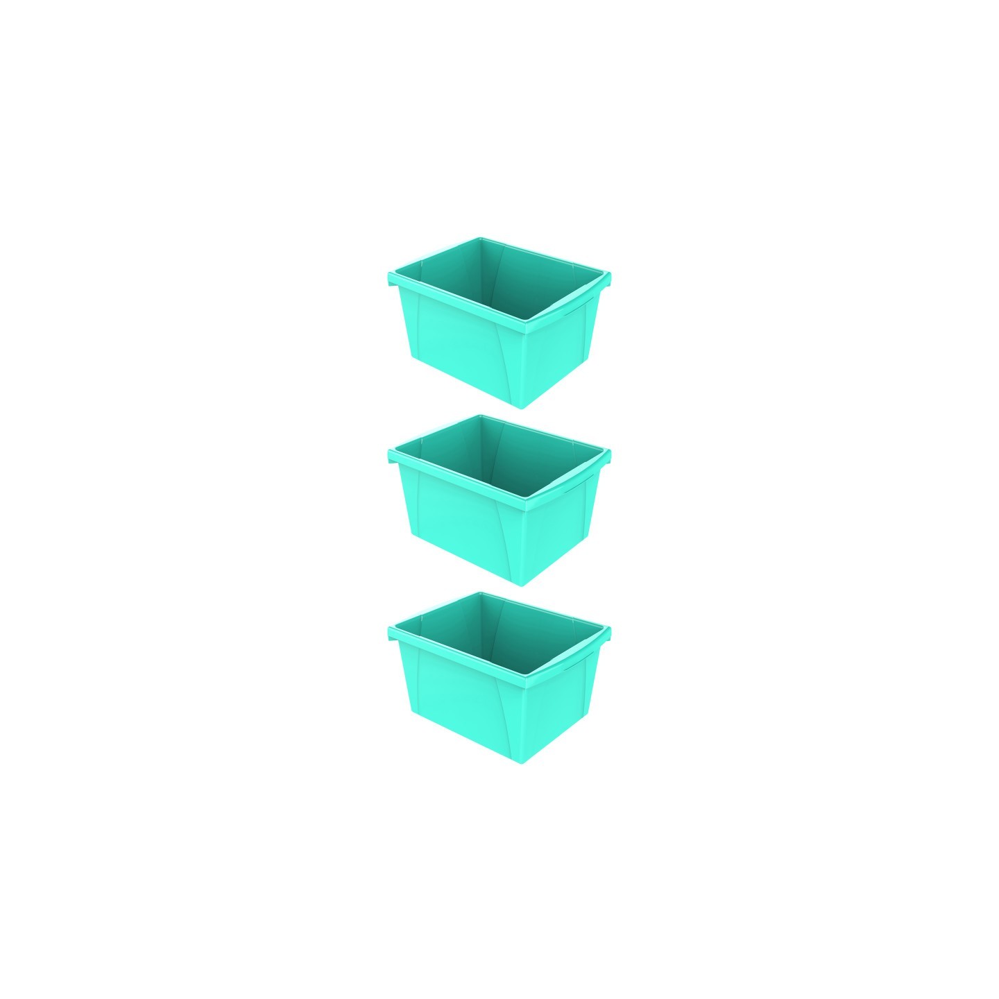 Storex 4 Gallon Classroom Storage Bin, Teal, Pack of 3