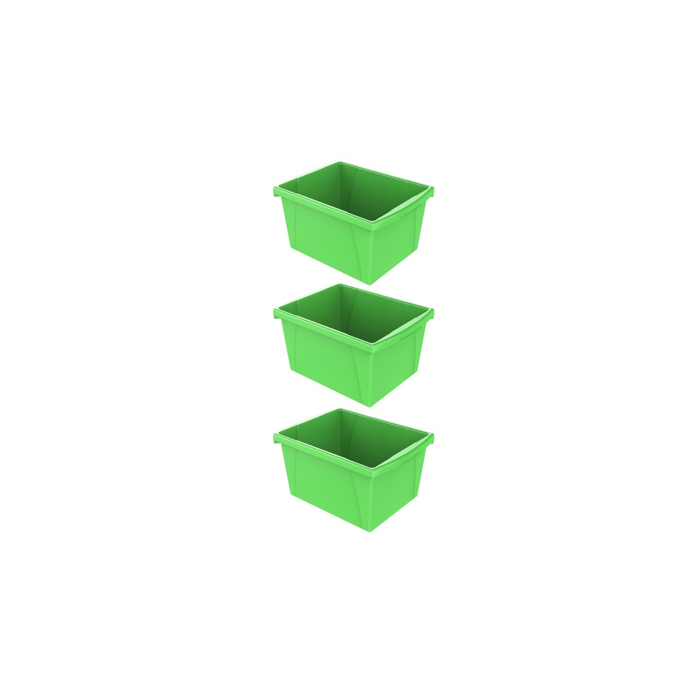 Storex 4 Gallon Classroom Storage Bin, Green, Pack of 3