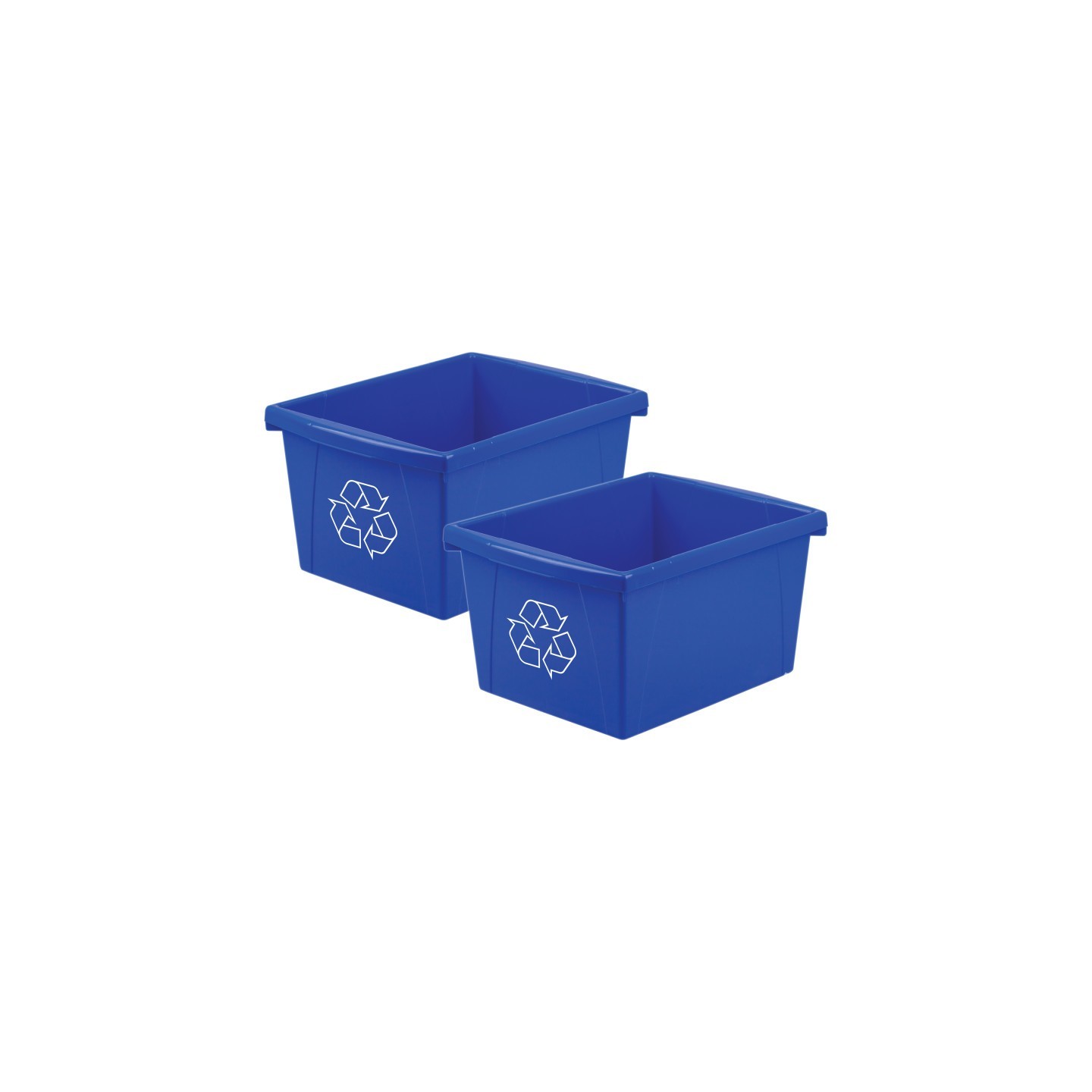 Storex 4 Gallon Recycling Bin, Blue, Pack of 2