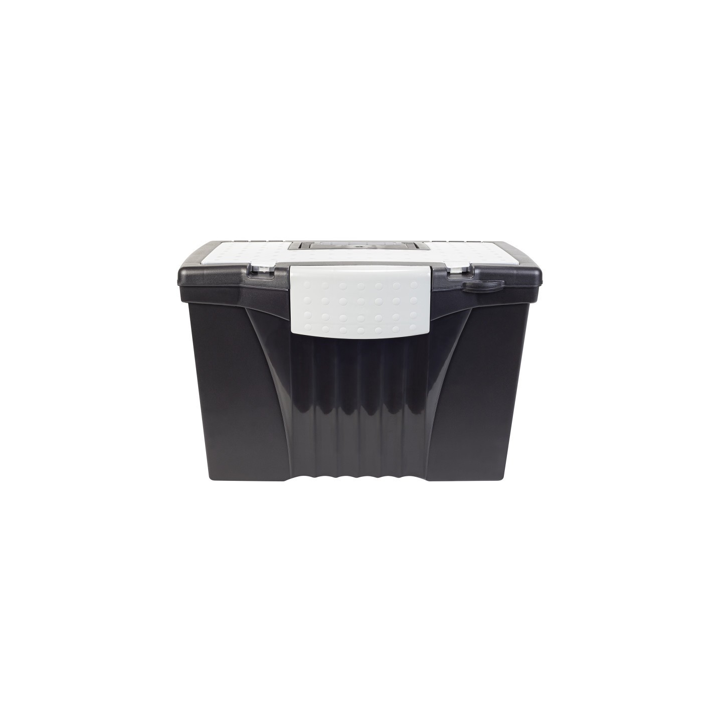 Storex Letter/Legal Portable File Box, Black