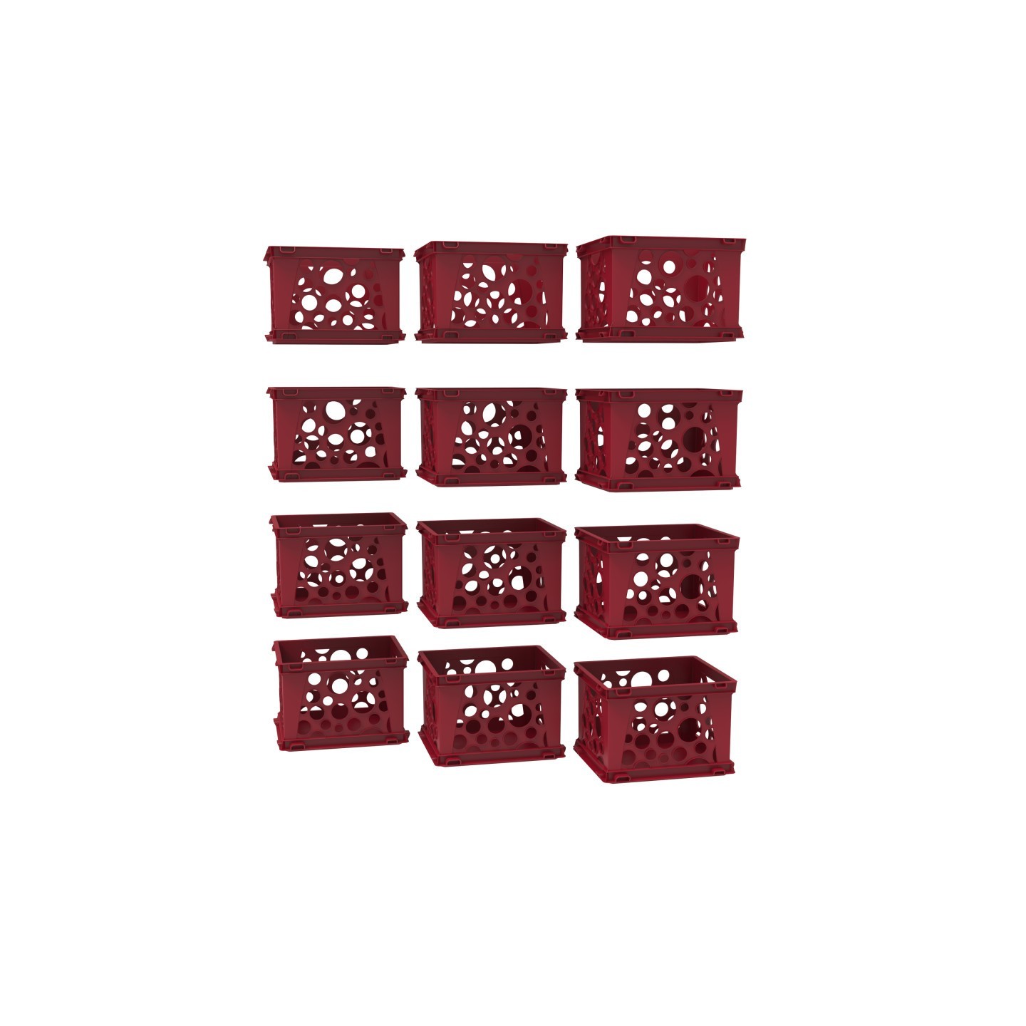 Storex Mini Crate, Red, 12-Pack