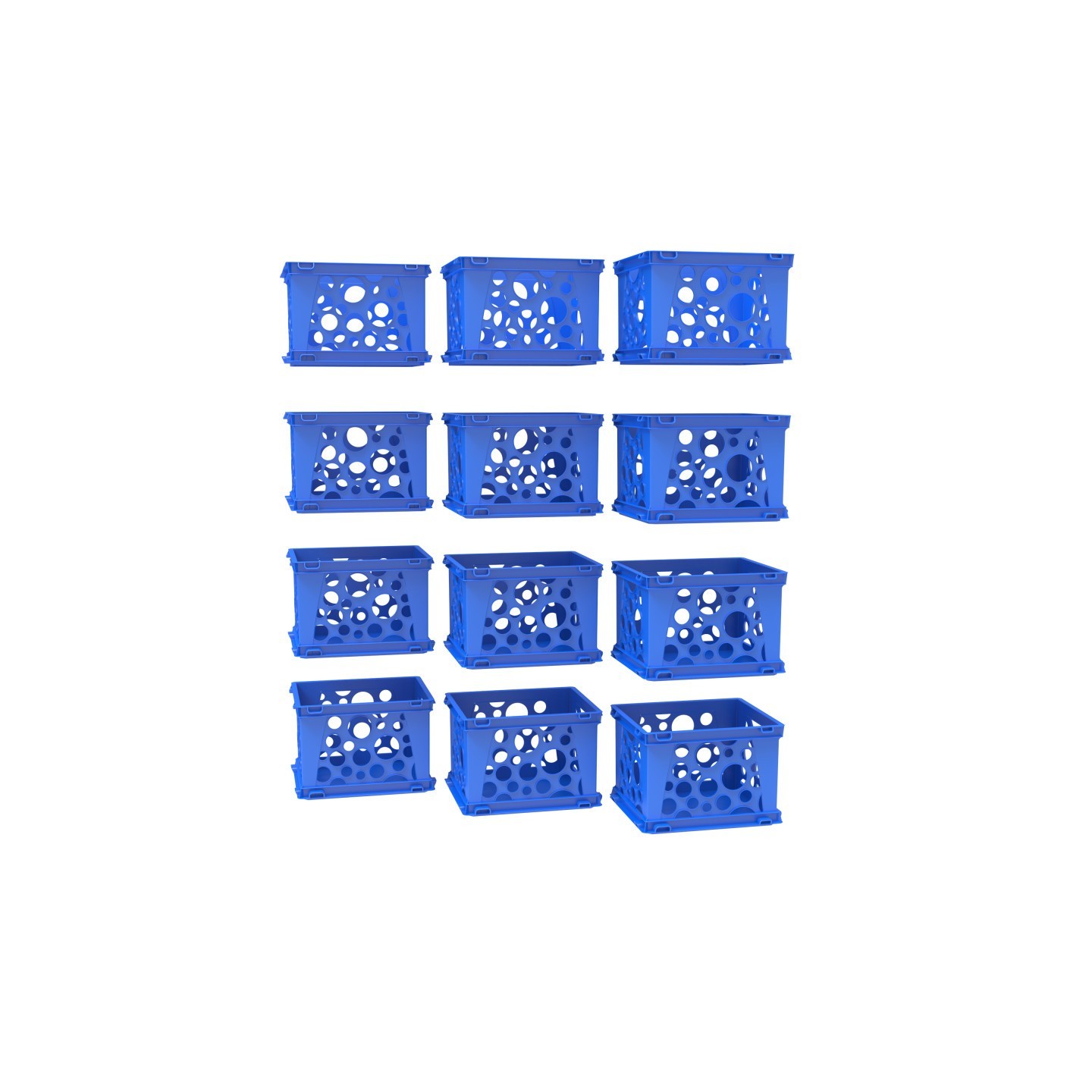 Storex Mini Crate, Blue, 12-Pack