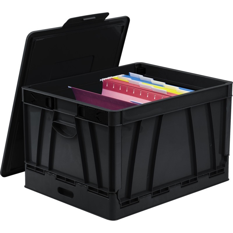 Storex Collapsible Crate, Black
