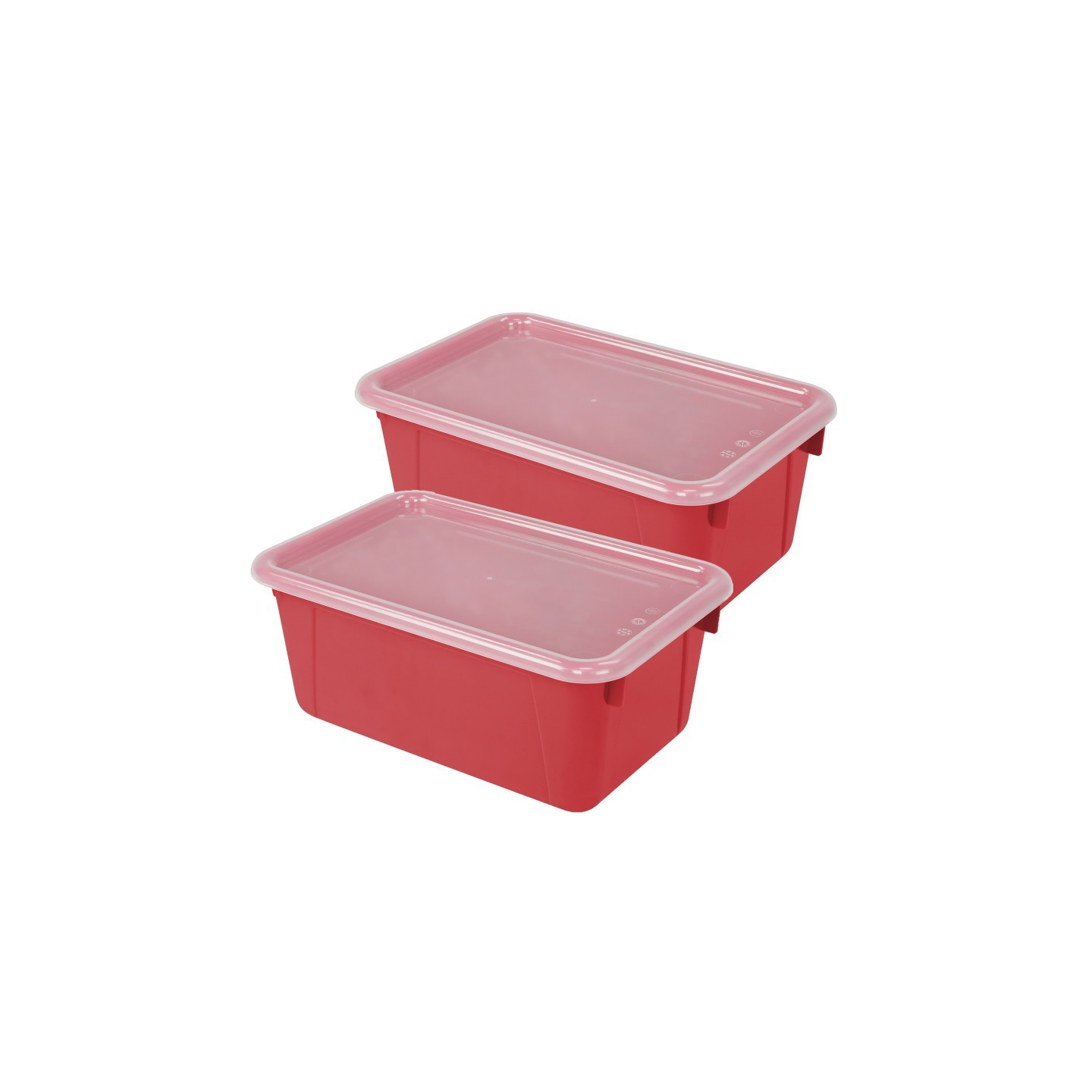 Storex Small Cubby Bin, with Cover, Classroom Red, Pack of 2