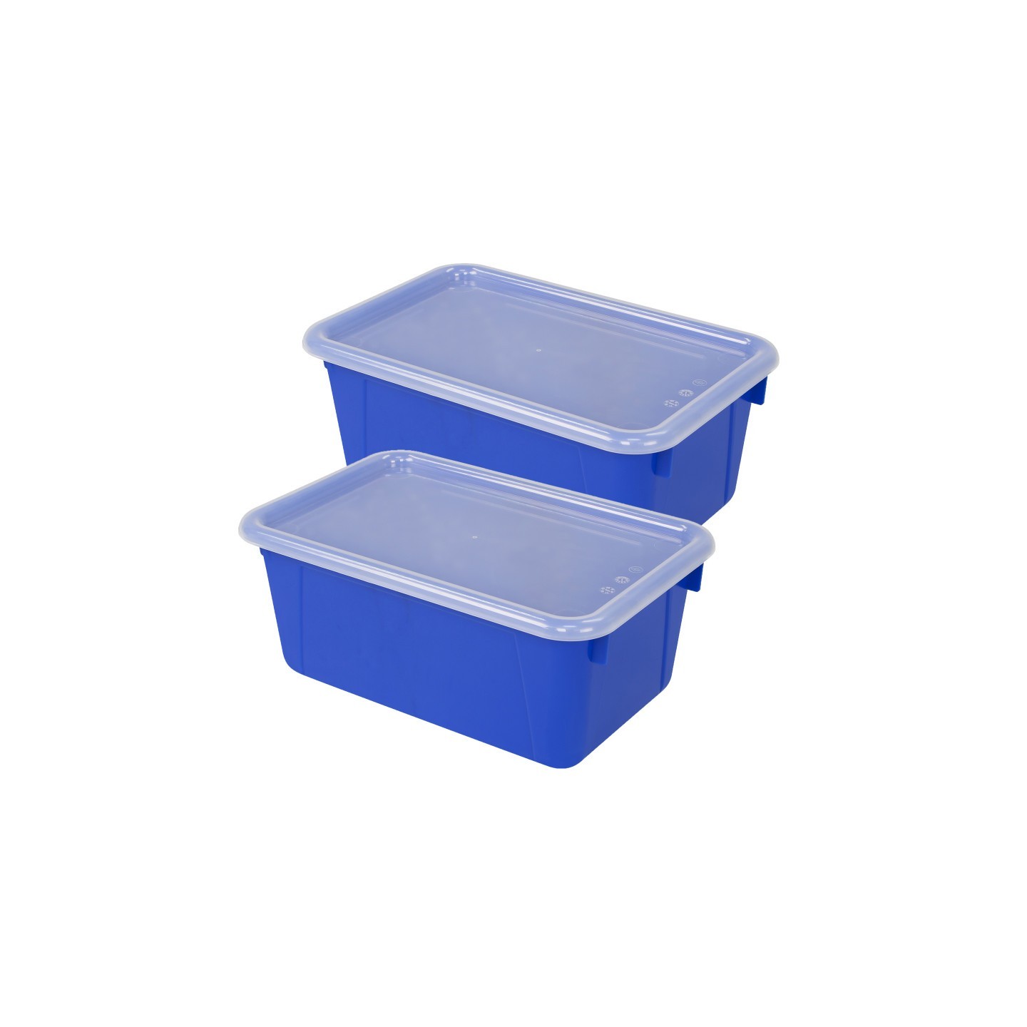 Storex Small Cubby Bin, with Cover, Classroom Blue, Pack of 2