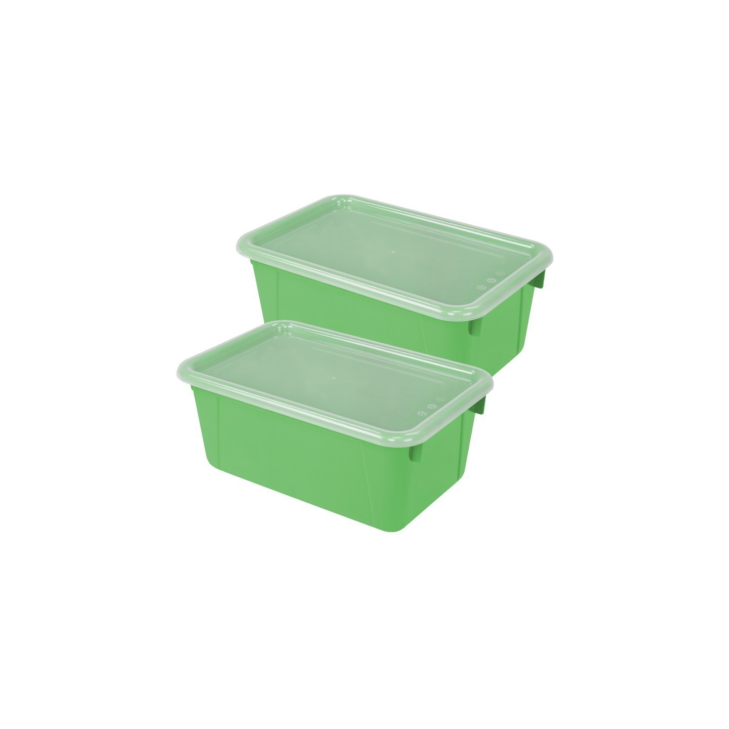 Storex Small Cubby Bin, with Cover, Classroom Green, Pack of 2