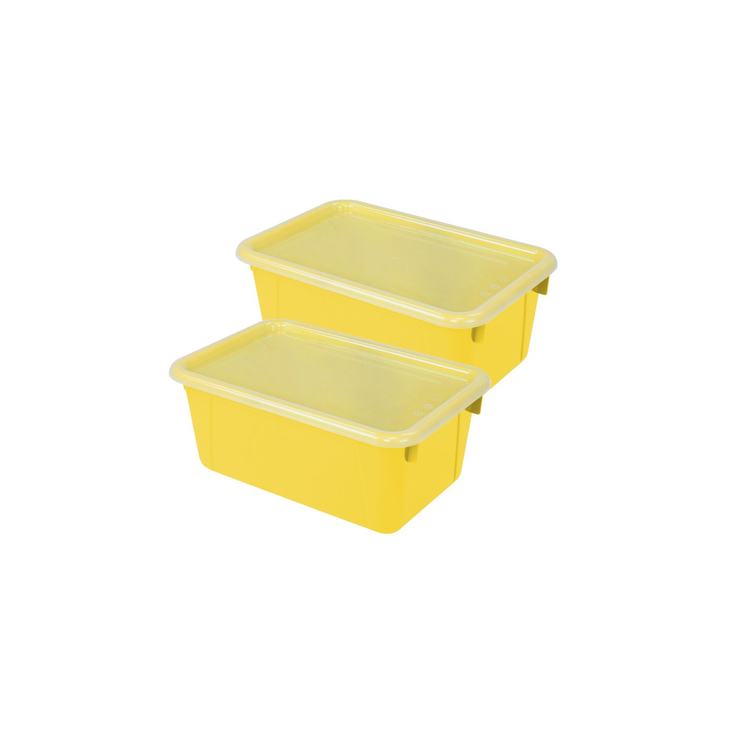 Storex Small Cubby Bin, with Cover, Classroom Yellow, Pack of 2
