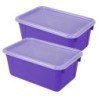 Storex Small Cubby Bin, with Cover, Classroom Purple, Pack of 2