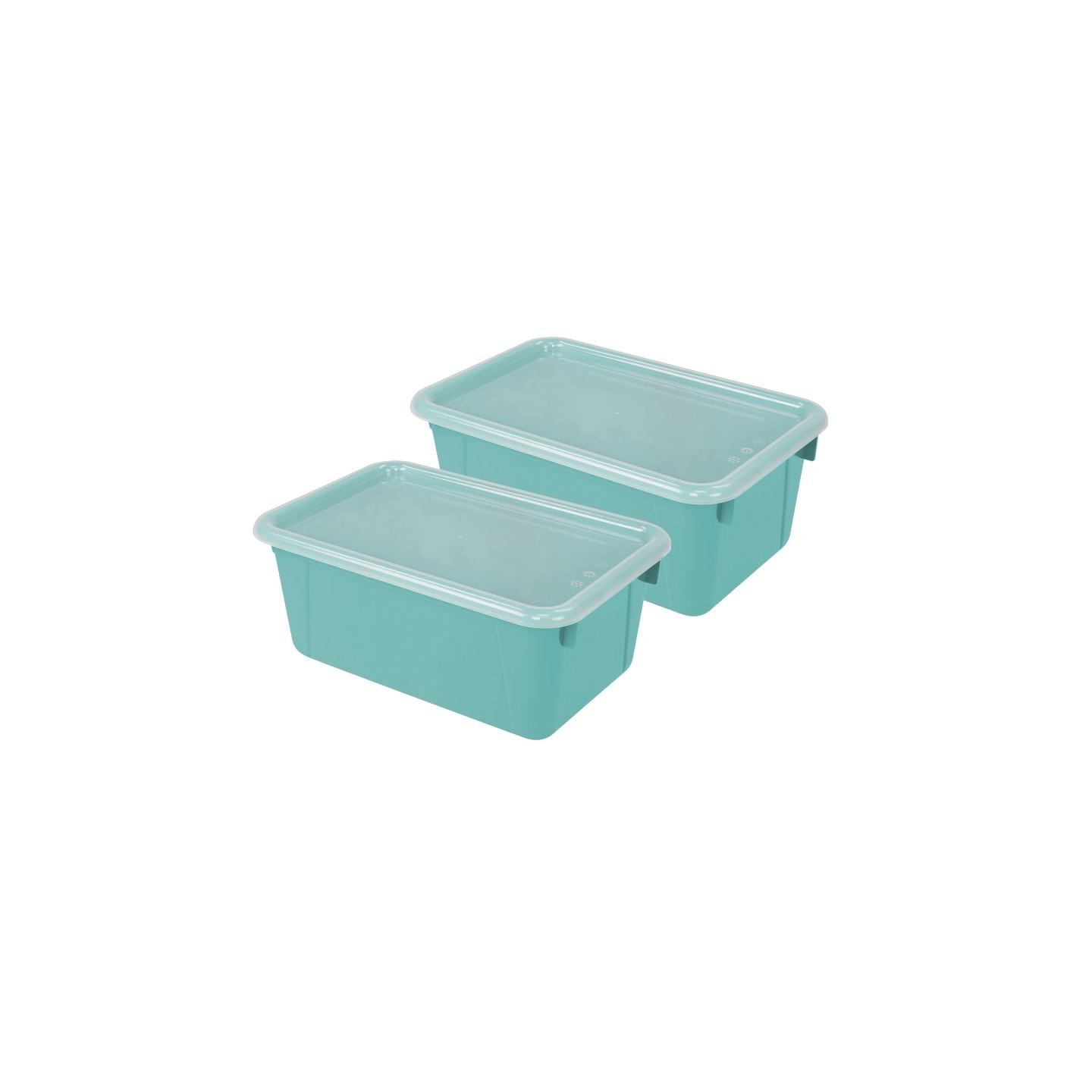 Storex Small Cubby Bin, with Cover, Classroom Teal, Pack of 2