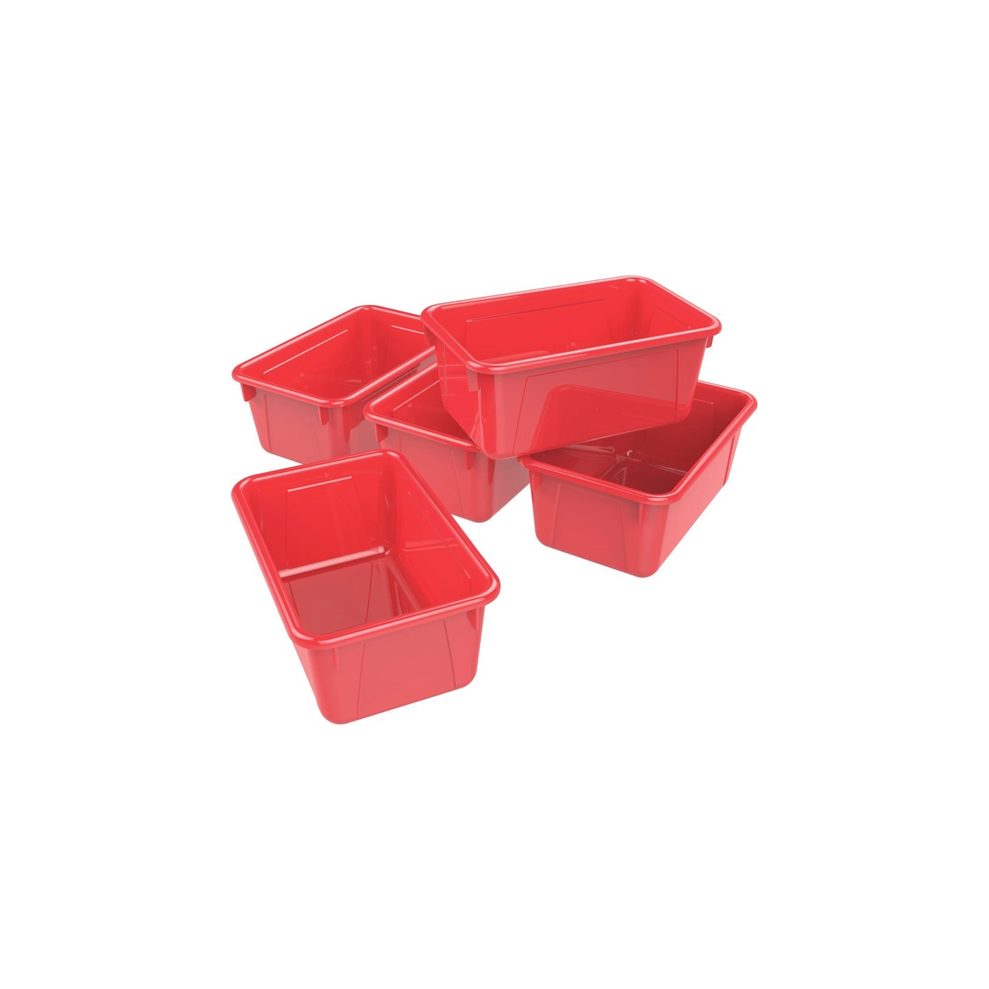 Storex Small Cubby Bin, Red, Pack of 5