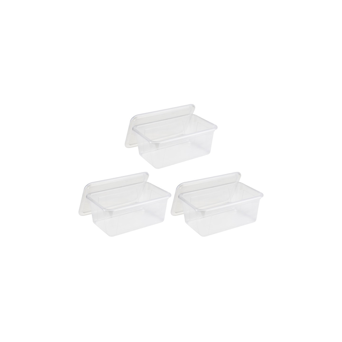 Storex Small Cubby Bin with Lid, Clear, Pack of 3