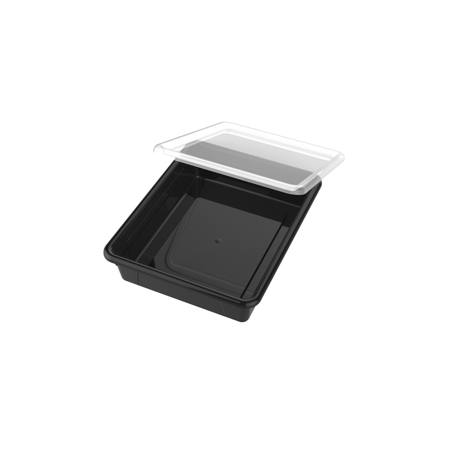 Storex Flat Storage Tray with Lid, Black