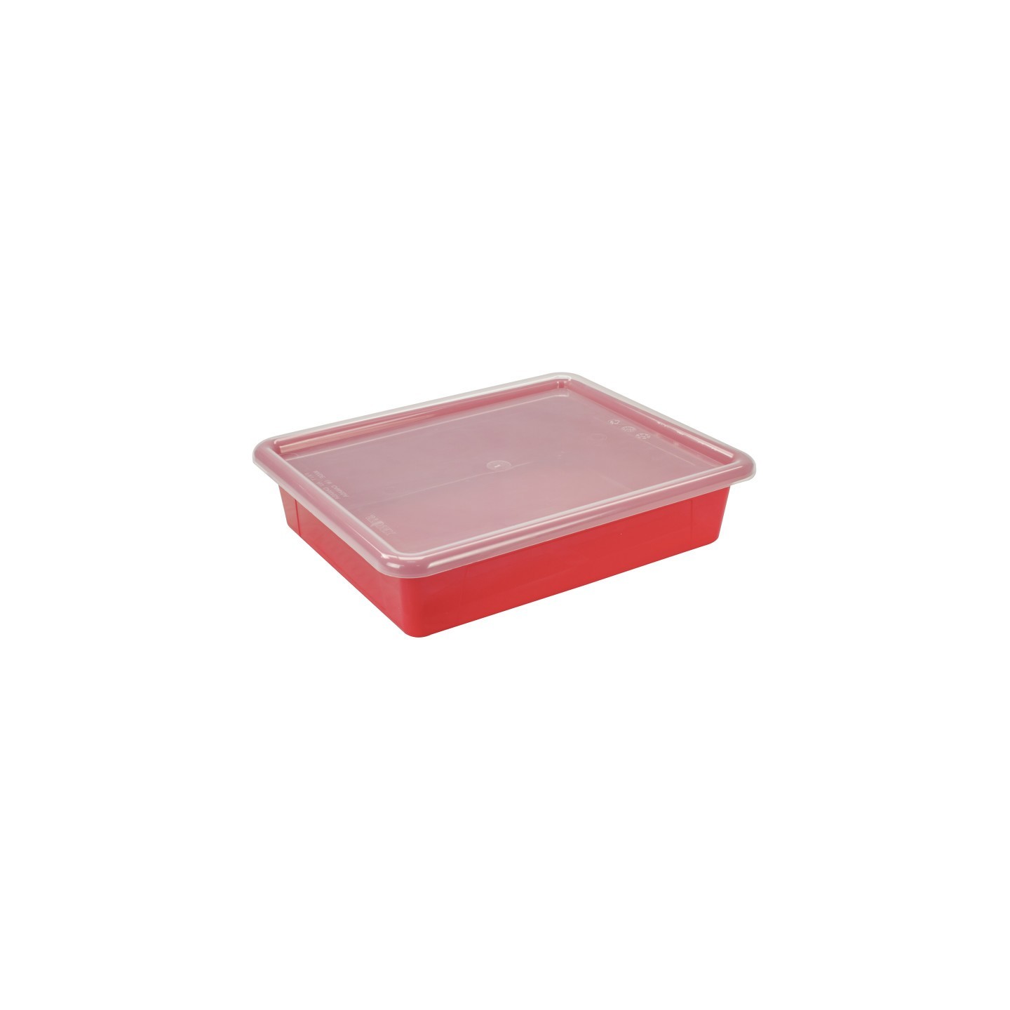 Storex Flat Storage Tray with Lid, Red