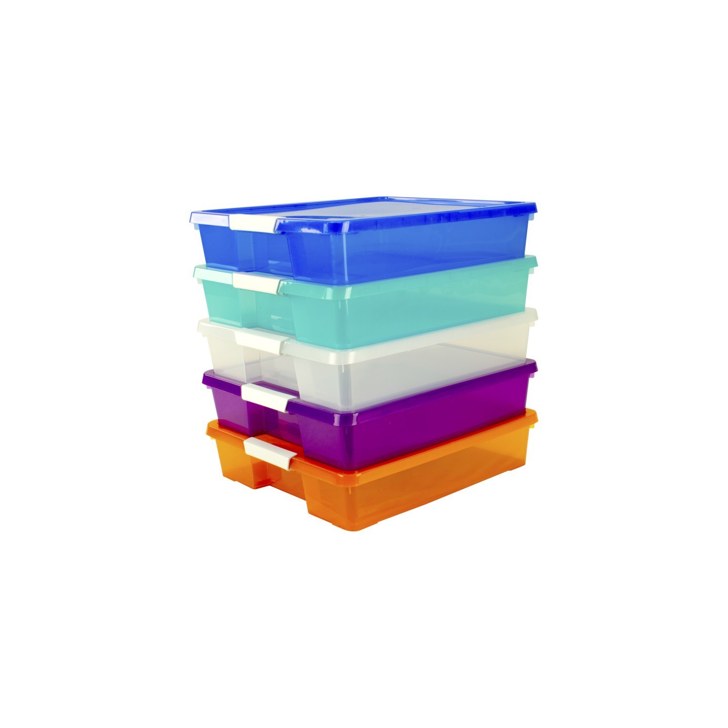 Storex Stack & Store Box Craft Organizer, Assorted Colors, 5-Pack